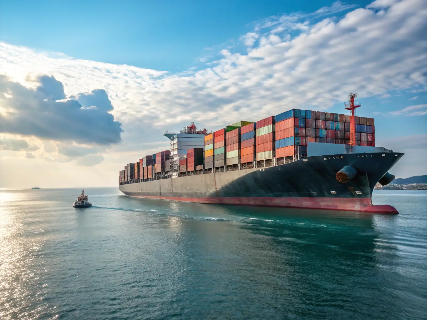 A cargo ship sailing on the open sea, symbolizing Agrux's global reach and expertise in international shipping.